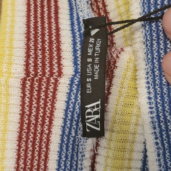 Zara Striped textured ribbed pants size Small - Picture 3 of 6